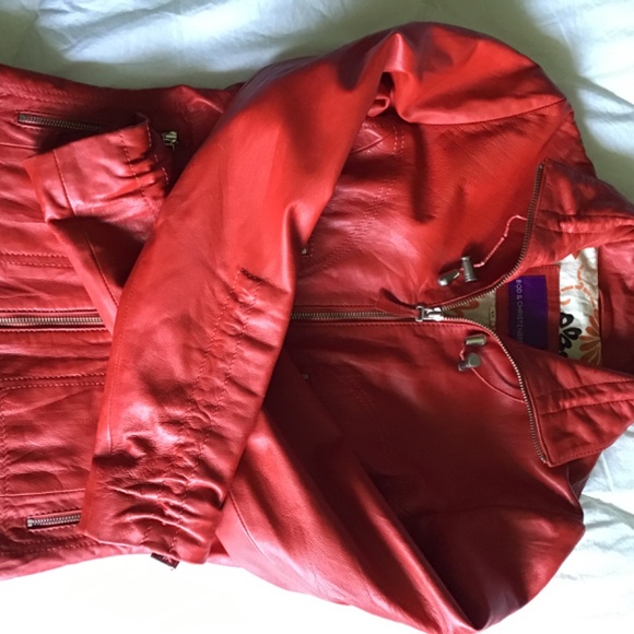 BOD & CHRISTENSEN LIGHTWEIGHT CLASSIC RED LEATHER ZIP UP JACKET IN XS - Picture 15 of 15